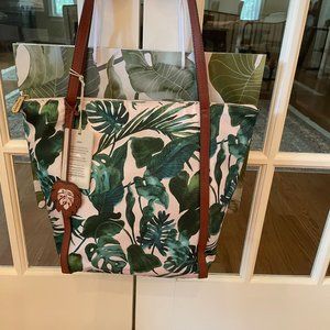 Tommy Bahama Waterproof Siesta Key Beach Tote, Jade Leaf color, Monstera Print